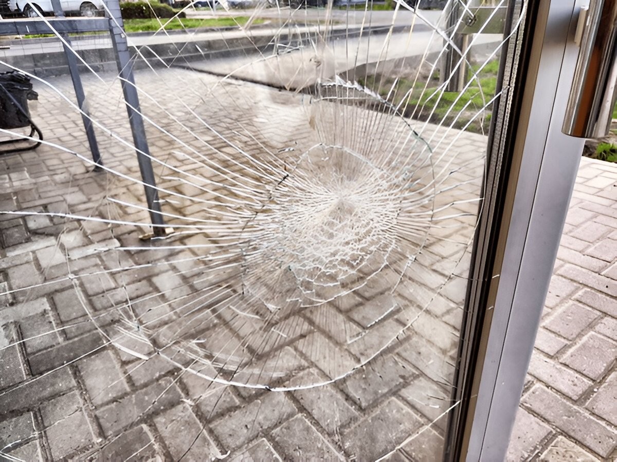 Shattered Glass Door