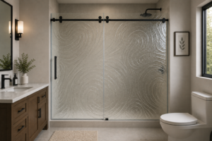 Textured glass shower doors