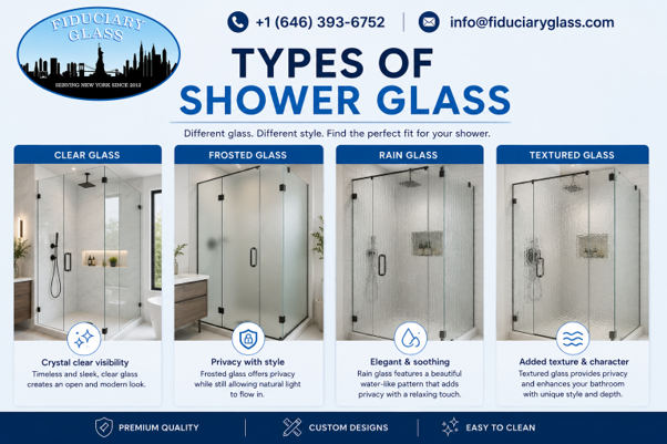 types of glass shower doors