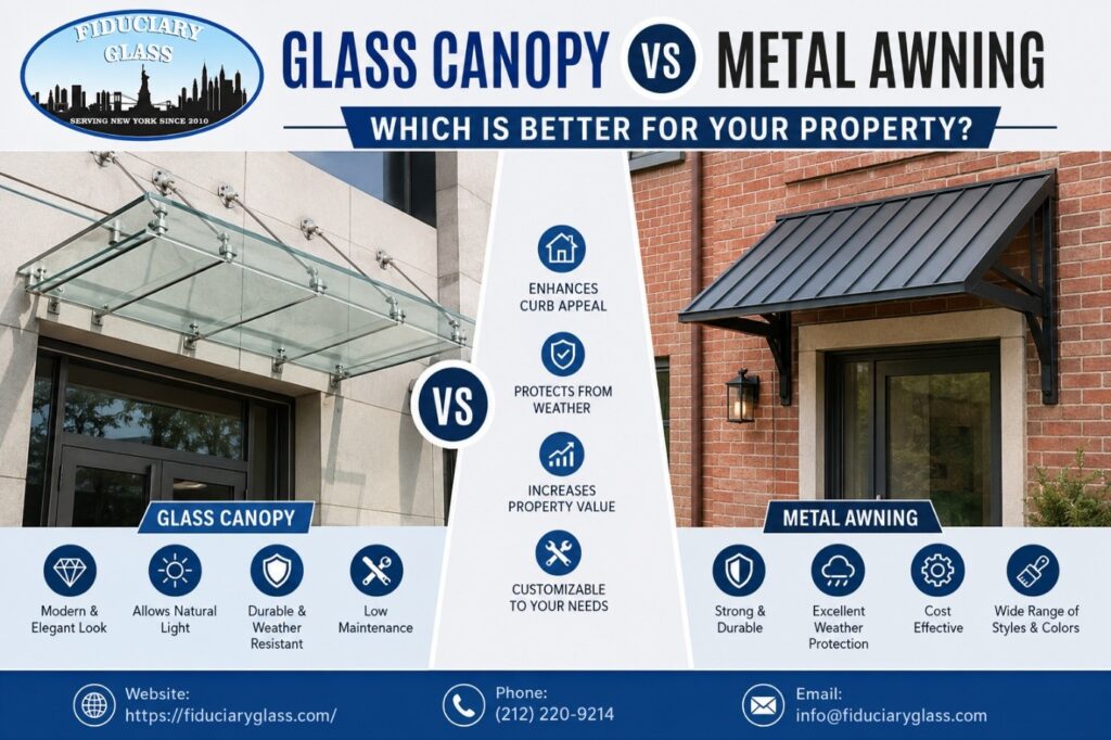 Glass Canopy vs Metal Awning